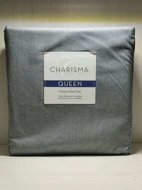 Charisma Queen 6-Piece Sheet Set - Gray New